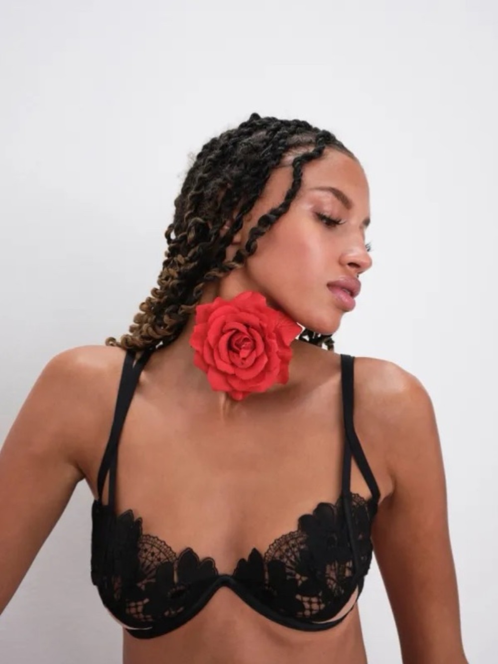 For love and lemons Aimee Tan Black Floral Lace Underwire Bra Sz SDD Glam Fairy